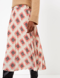Printed Fit & Flare Midi Skirt