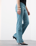 Lyocell Blend High Waisted Flared Jeans