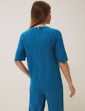 Satin Back Crepe Short Sleeve Top