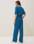 Satin Back Crepe Wide Leg Trousers