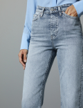 High Rise Straight Leg Ankle Grazer Jeans