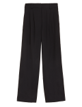 Pleat Front Wide Leg Trousers with Wool