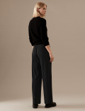 Plisse Elasticated Waist Wide Leg Trousers