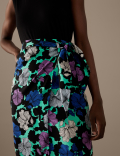 Cupro Rich Printed Midi Wrap Skirt