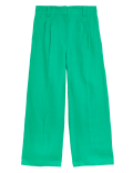 Pure Irish Linen Pleated Wide Leg Trousers