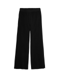 Jersey Plisse Wide Leg Trousers