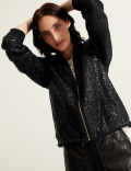 Sequin Relaxed Bomber Jacket