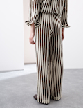 Pure Ramie Striped Wide Leg Trousers