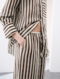 Pure Ramie Striped Wide Leg Trousers