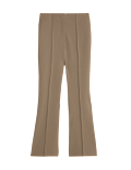 Wool Blend Seam Detail Flared Trousers
