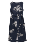 Irish Linen Printed Belted Midi Shift Dress