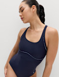 Padded Laser Cut Racer Back Swimsuit