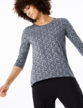 Jacquard Round Neck 3/4 Sleeve Top