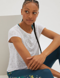 Printed Scoop Neck Double Layer T-Shirt