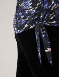 Printed V-Neck Tie Side Yoga Top