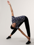 Printed V-Neck Tie Side Yoga Top