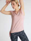 V-Neck Tie Side Short Sleeve Yoga Top