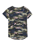 Lightweight Printed Scoop Neck T-Shirt