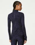 Printed Funnel Neck Half Zip Running Top