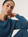 Crew Neck Long Sleeve Cropped Sweatshirt