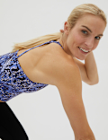 Printed Strappy Cross Back Crop Top