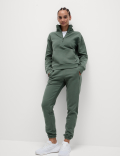Cotton Rich Funnel Neck Half Zip Sweatshirt