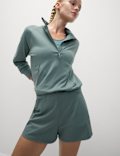 Funnel Neck Half Zip Yoga Top