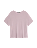 Modal Rich Rib Round Neck Boxy T-Shirt