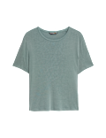 Modal Rich Rib Round Neck Boxy T-Shirt