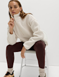 Borg Half Zip Funnel Neck Longline Fleece