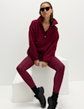 Borg Half Zip Funnel Neck Longline Fleece