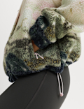 Borg Printed Funnel Neck Fleece Jacket