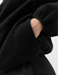 Borg Half Zip Hooded Fleece Jacket