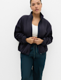 Zip Up Funnel Neck Relaxed Fleece Jacket