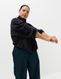 Zip Up Funnel Neck Relaxed Fleece Jacket