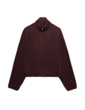 Zip Up Funnel Neck Relaxed Fleece Jacket