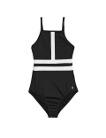 Paneled High Neck Swimsuit