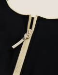 Zip Up Scoop Neck Bikini Top