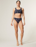 Print Zip Up Bikini Top
