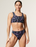 Printed High Leg Bikini Bottoms