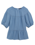 High Neck Puff Sleeve Top with Linen