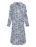 Linen Rich Printed Belted Midi Shirt Dress