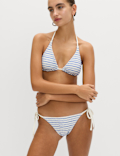 Smocked Tie Side Triangle Bikini Bottoms