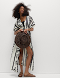 Pure Cotton Shell Print Maxi Kaftan