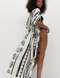 Pure Cotton Shell Print Maxi Kaftan