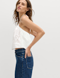 Pure Cotton Placement Cutwork Beach Top