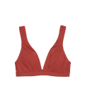 Textured Padded Plunge V-Neck Bikini Top