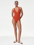 Textured Padded Plunge Swimsuit