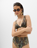Animal Print Padded Plunge Bikini Top