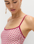 Jacquard Textured Scoop Neck Swimsuit